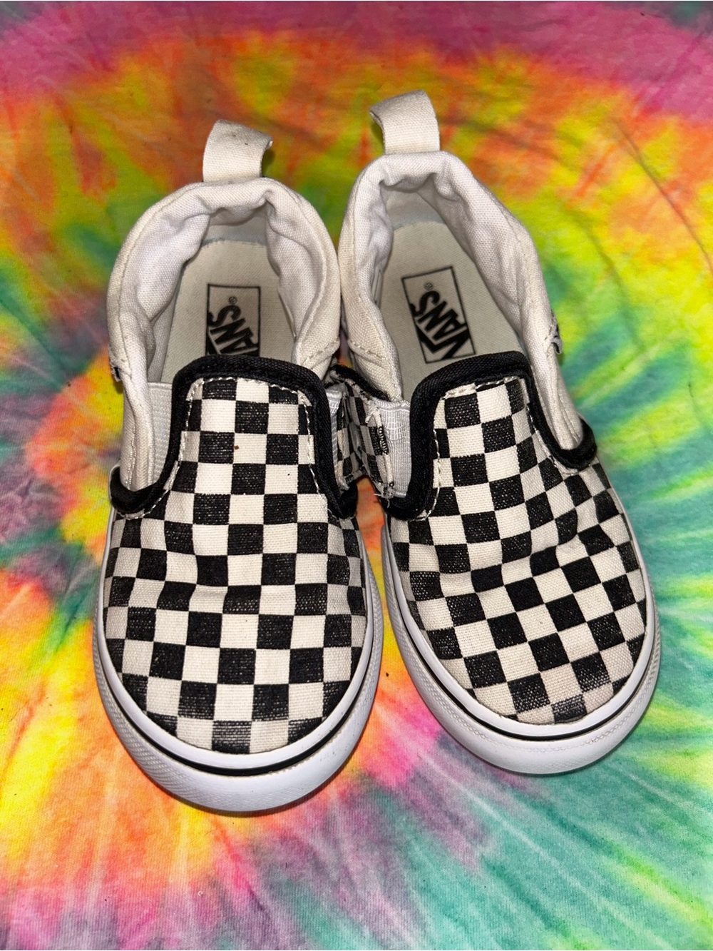 Vans Kids Checkerboard Slip-On Sneakers - Black & White